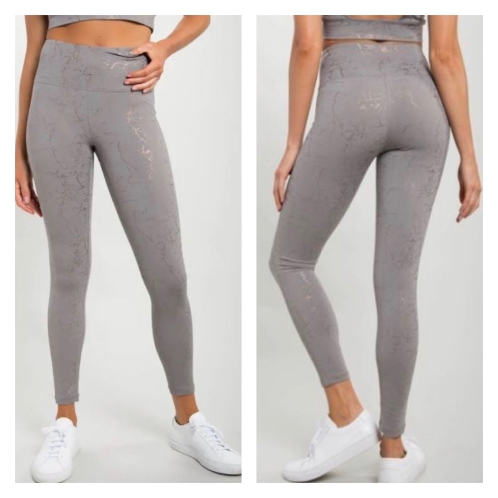 Mono B - Gray Marble Foil Leggings